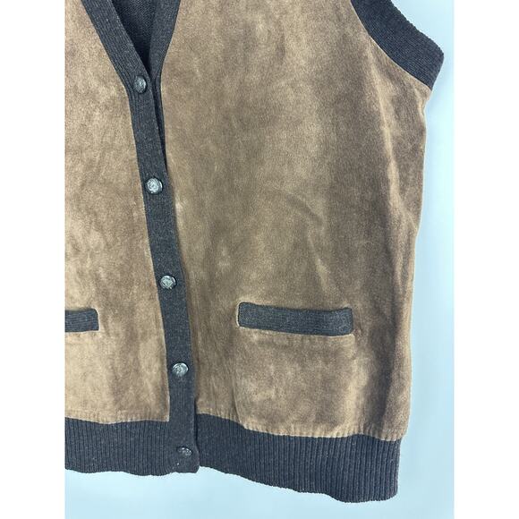 Lauren Ralph Lauren Suede Leather Vest Equestrian Women's Large Wool Cashmere - Picture 8 of 11